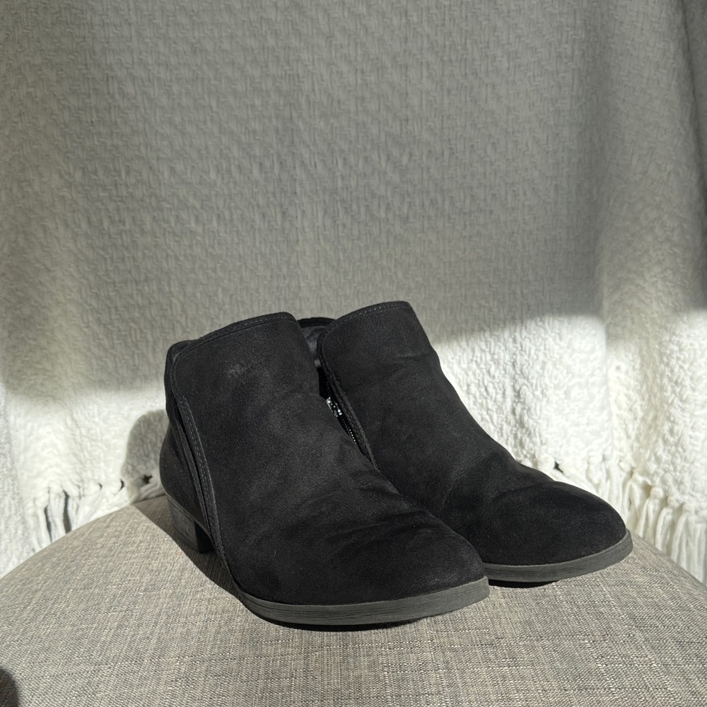 Time and Tru Black Suede Ankle Booties
